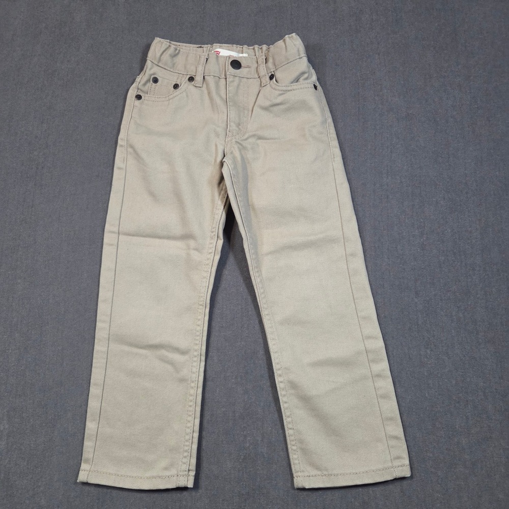 Levi's 511 Slim Pants Boys Size 5 Tan Khaki Adjustable Waist Chino Trousers